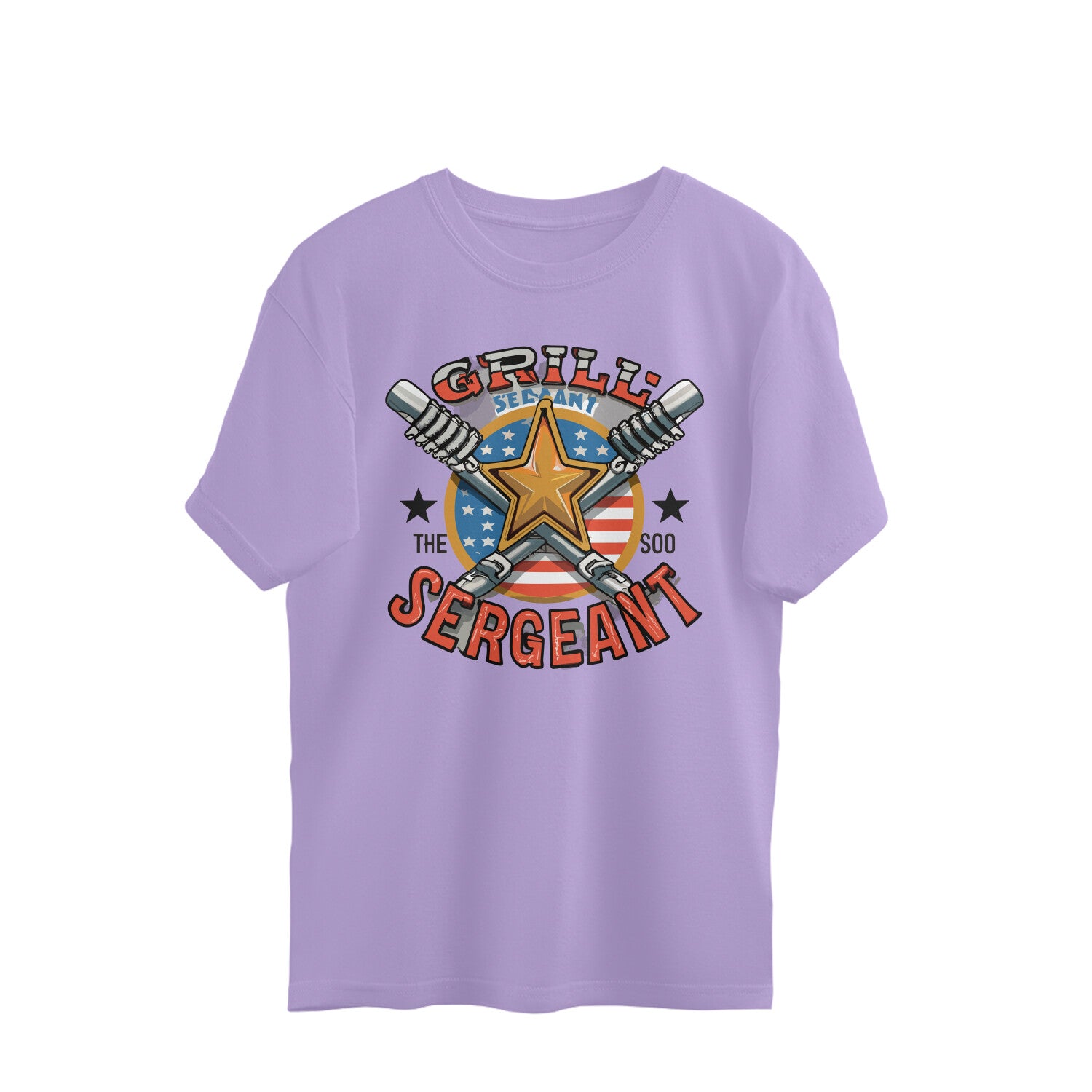 Men's Grill Sergeant Design Printed Oversized T-Shirt