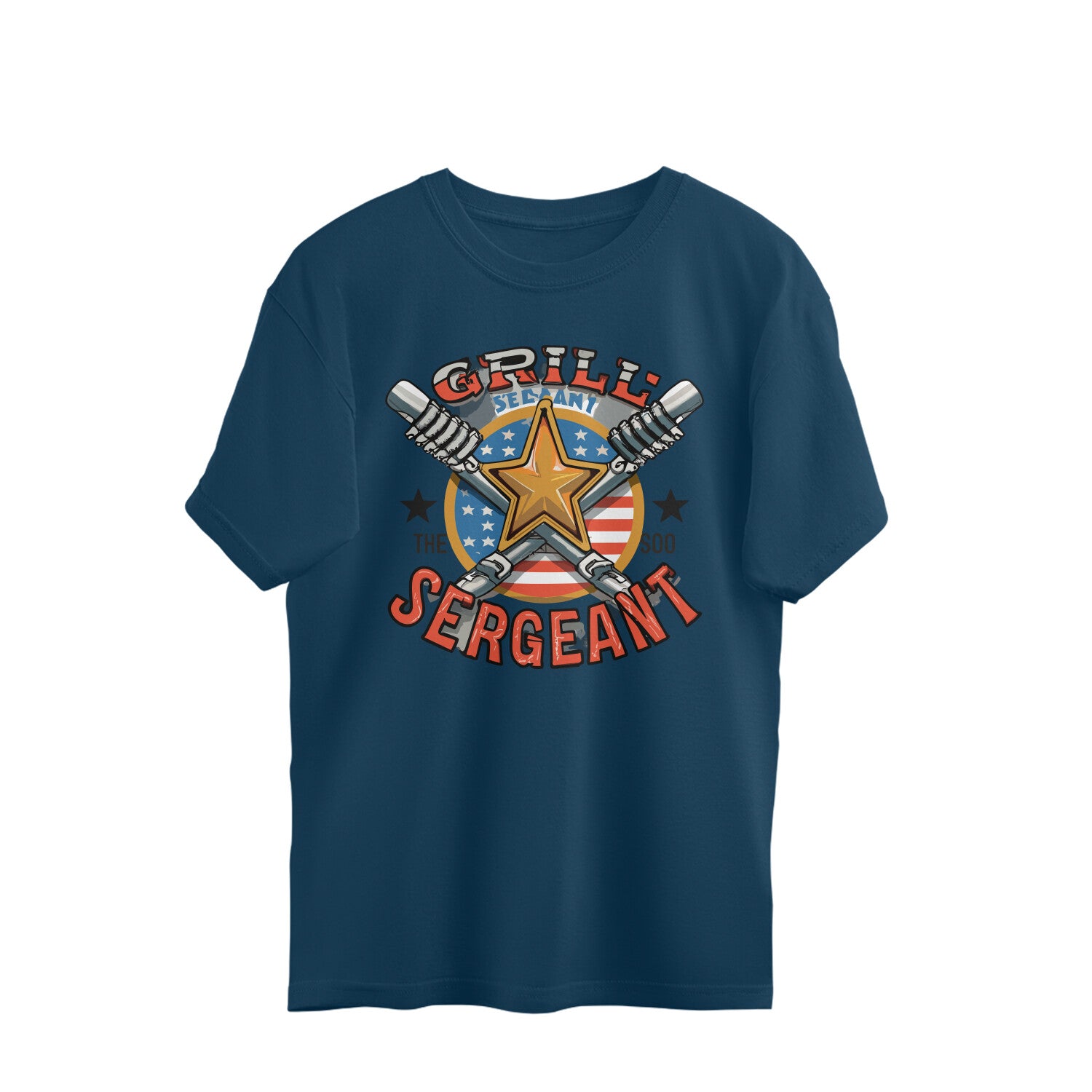 Men's Grill Sergeant Design Printed Oversized T-Shirt