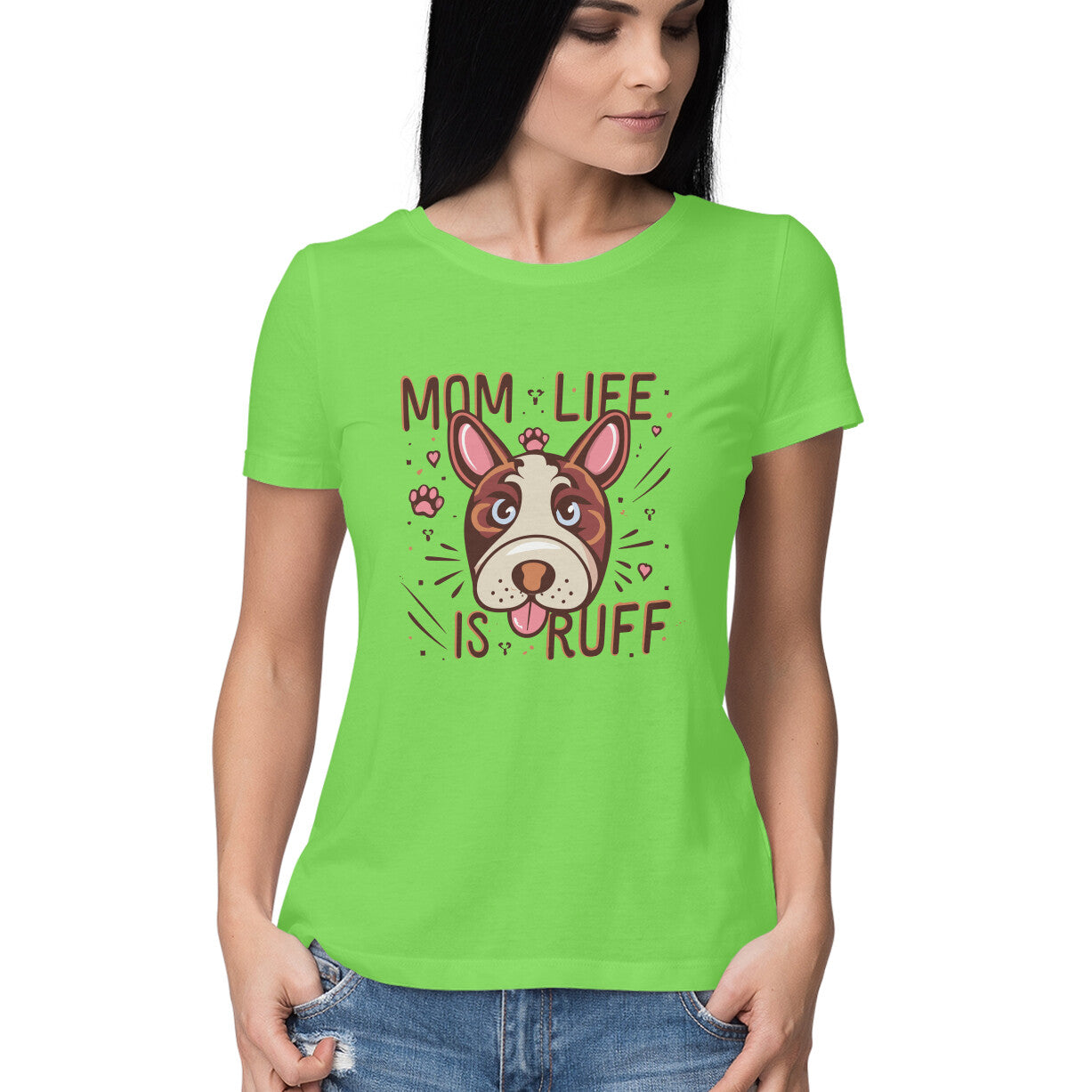 Women's Mom Life is Rough Graphics Printed T-Shirt