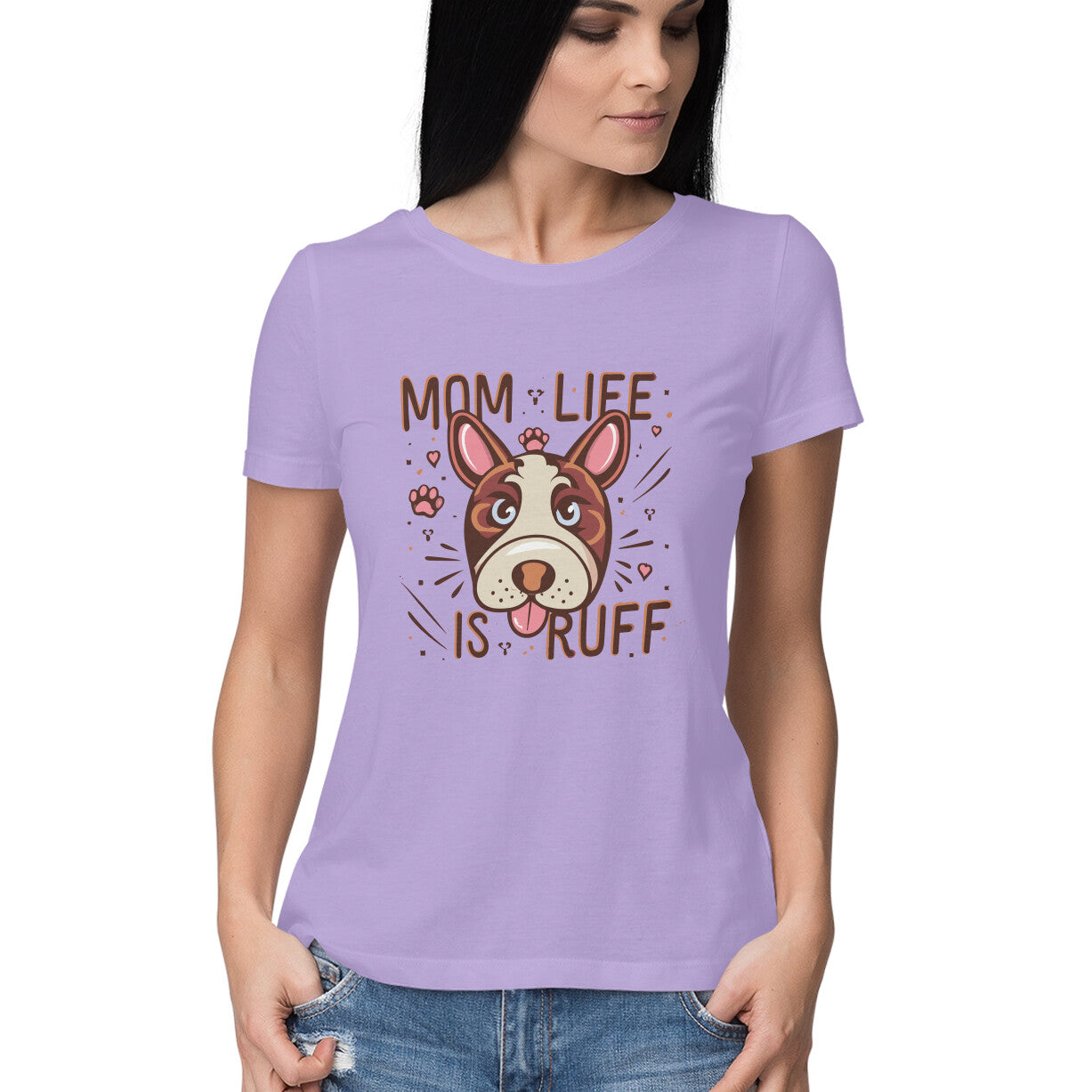 Women's Mom Life is Rough Graphics Printed T-Shirt
