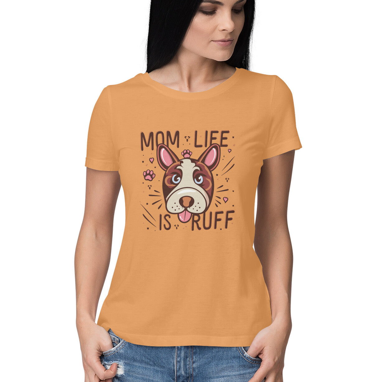 Women's Mom Life is Rough Graphics Printed T-Shirt