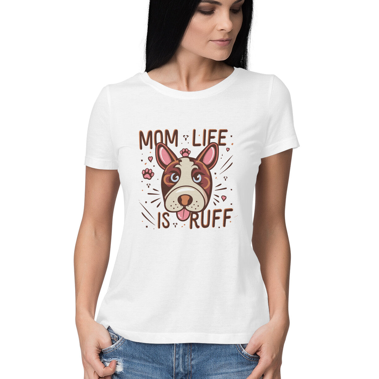 Women's Mom Life is Rough Graphics Printed T-Shirt