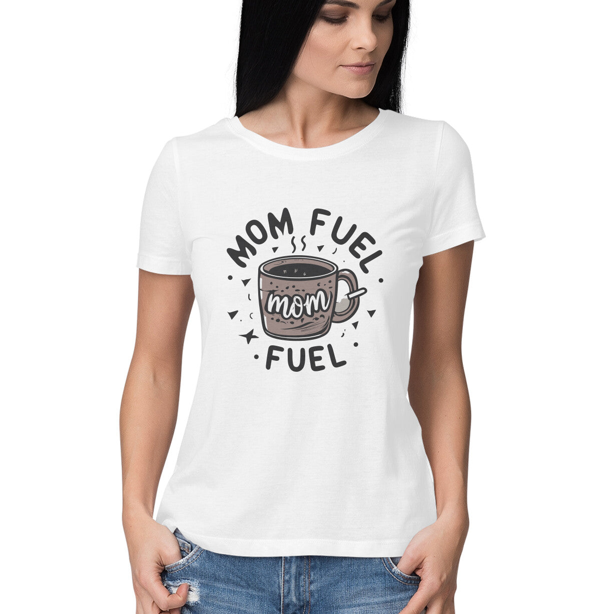 Women's Mom Fuel Graphics Printed T-Shirt