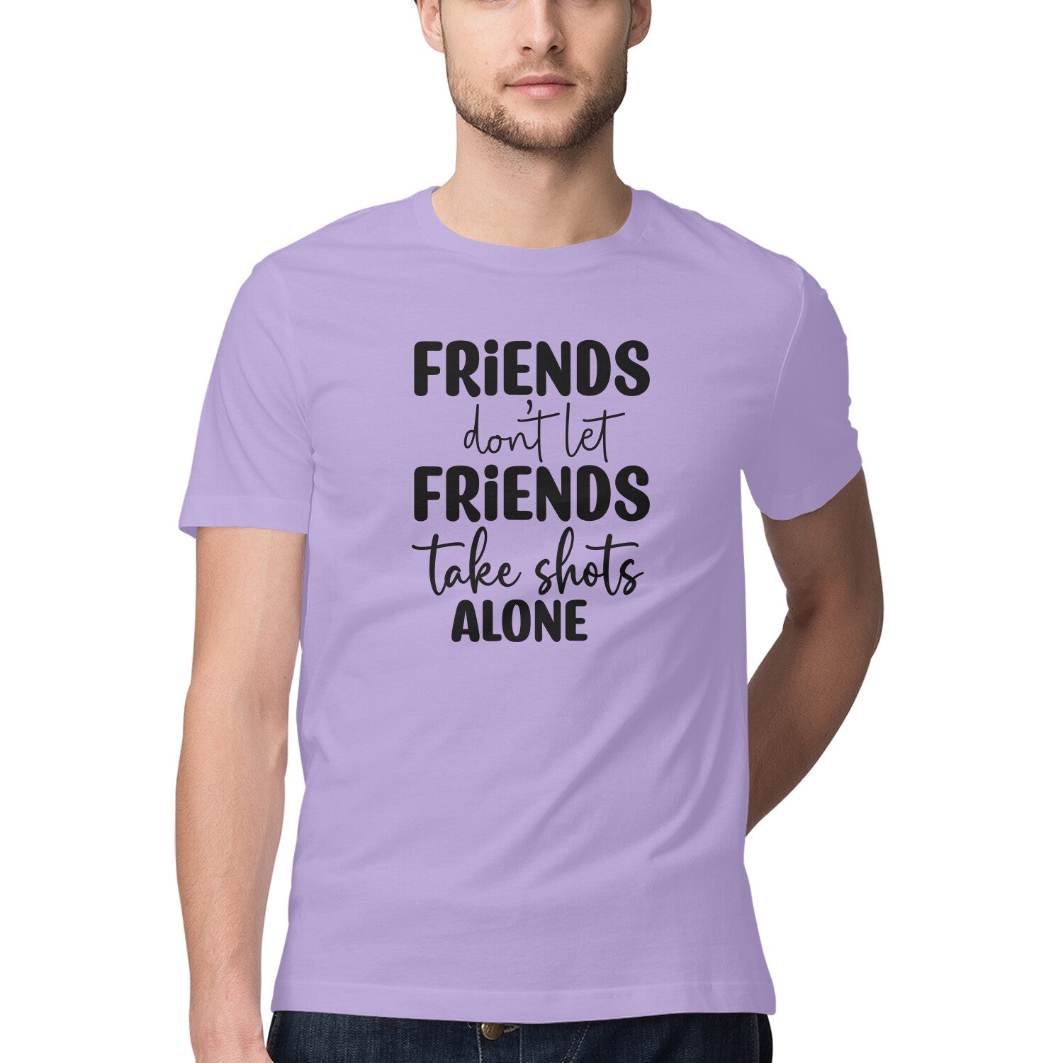 Men's Friends Dont let Friends Take Shots Alone Quote Printed T-Shirt Main image