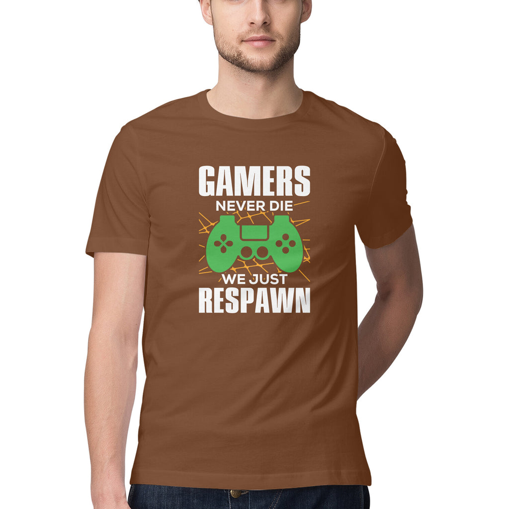 Men's Gamers Never Die We Just Respawn Graphics Printed T-Shirt
