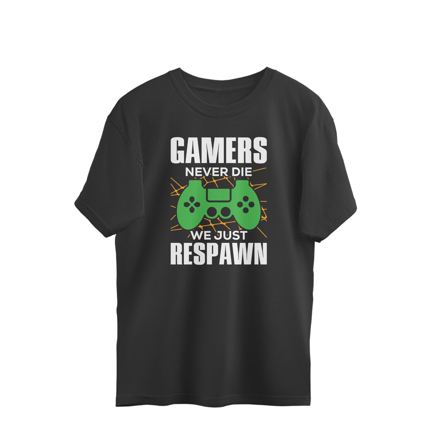 Men's Gamers Never Die We Just Respawn Graphics Printed Oversized T-Shirt