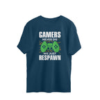 Women's Gamers Never Die We Just Respawn Graphics Printed Oversized T-Shirt