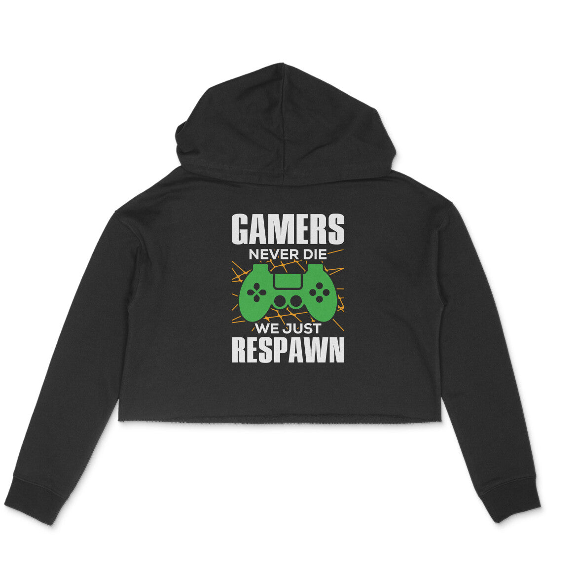 Women's Gamers Never Die We Just Respawn Graphics Printed Crop Hoodies