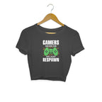 Women's Gamers Never Die We Just Respawn Graphics Printed Crop Tops