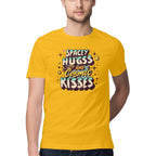 Men's Spacy Hugs and Cosmic Kisses Design Printed T-Shirt