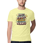 Men's Spacy Hugs and Cosmic Kisses Design Printed T-Shirt