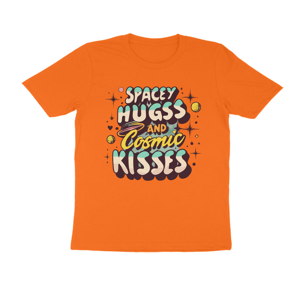 Men's Spacy Hugs and Cosmic Kisses Design Printed T-Shirt