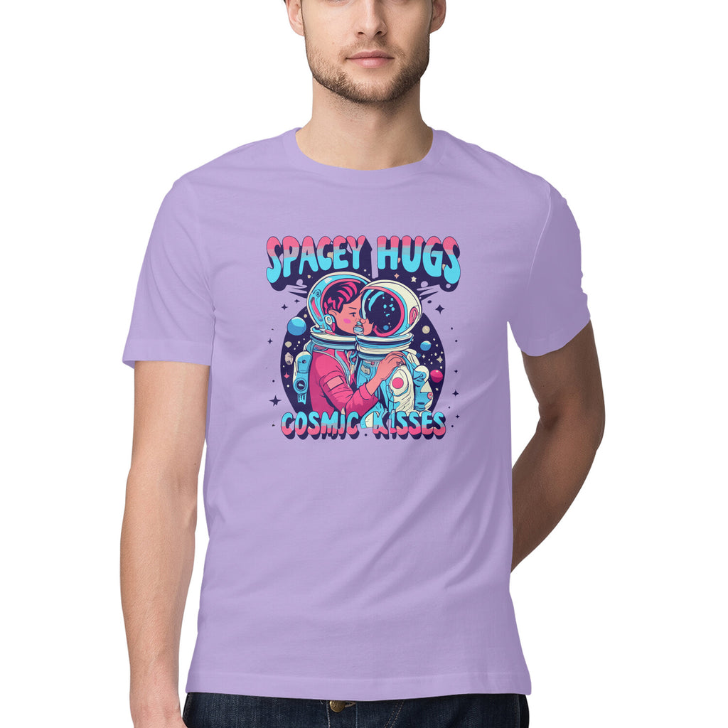 Men's Spacy Hugs and Cosmic Kisses New Design Printed T-Shirt
