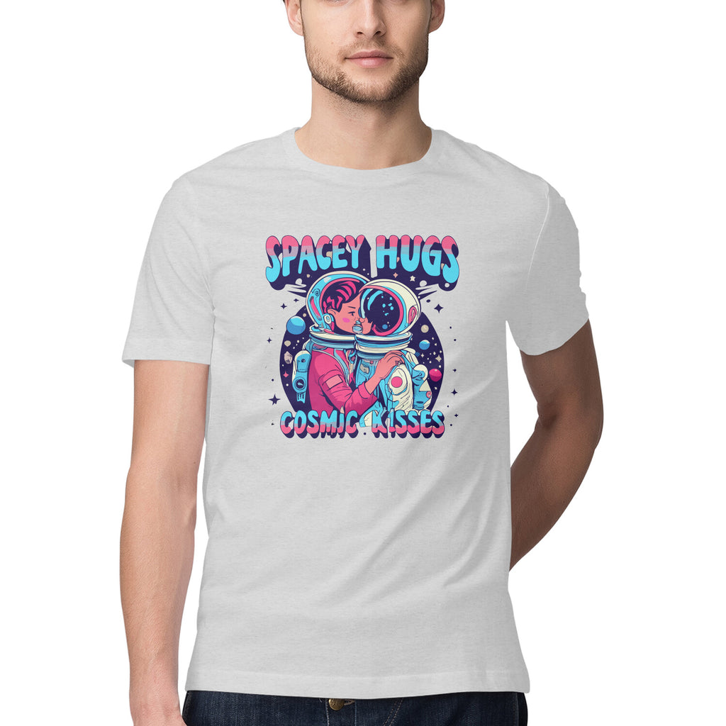 Men's Spacy Hugs and Cosmic Kisses New Design Printed T-Shirt