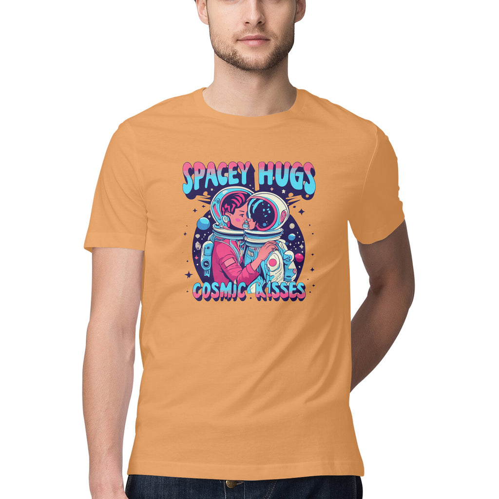 Men's Spacy Hugs and Cosmic Kisses New Design Printed T-Shirt
