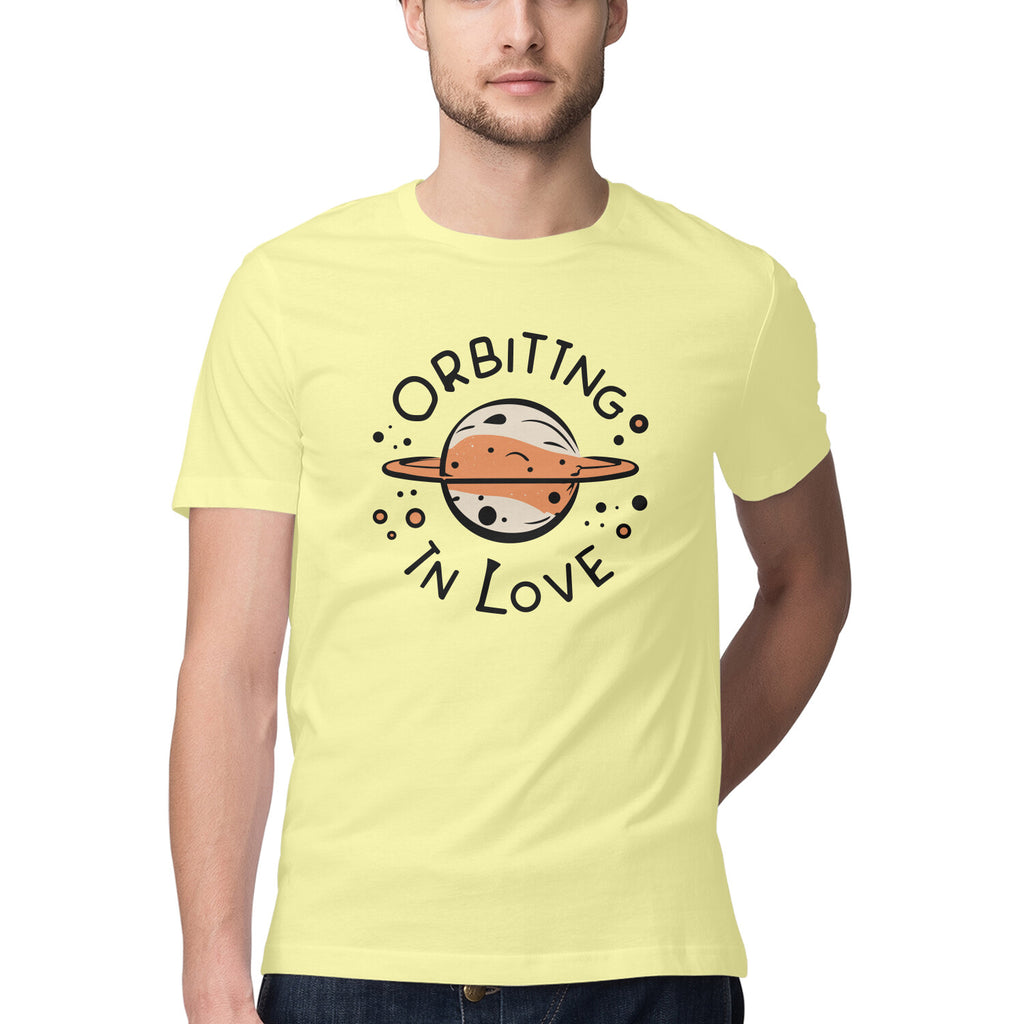 Men's Orbiting in Love Design Printed T-Shirt