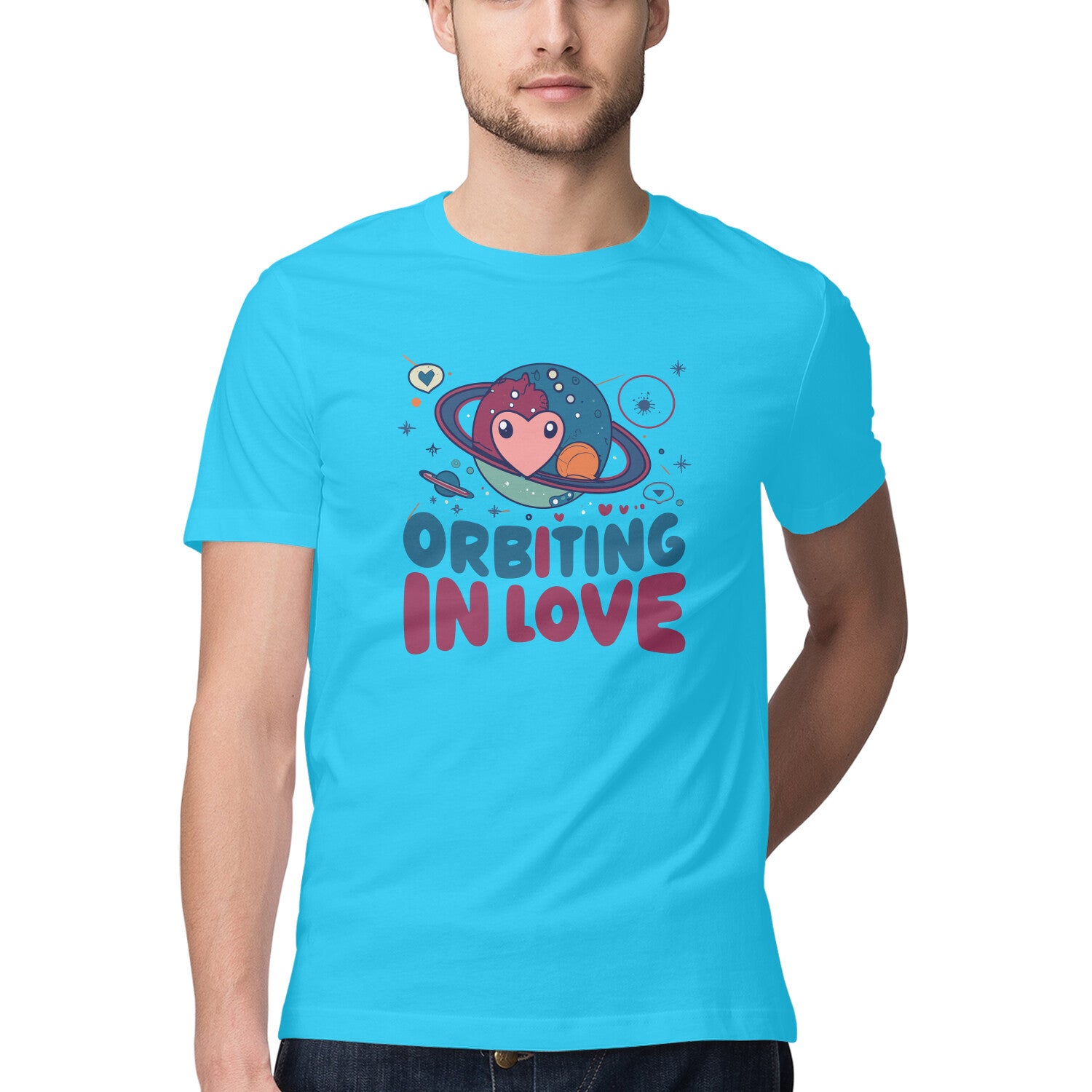 Men's New Orbiting in Love Design Printed T-Shirt