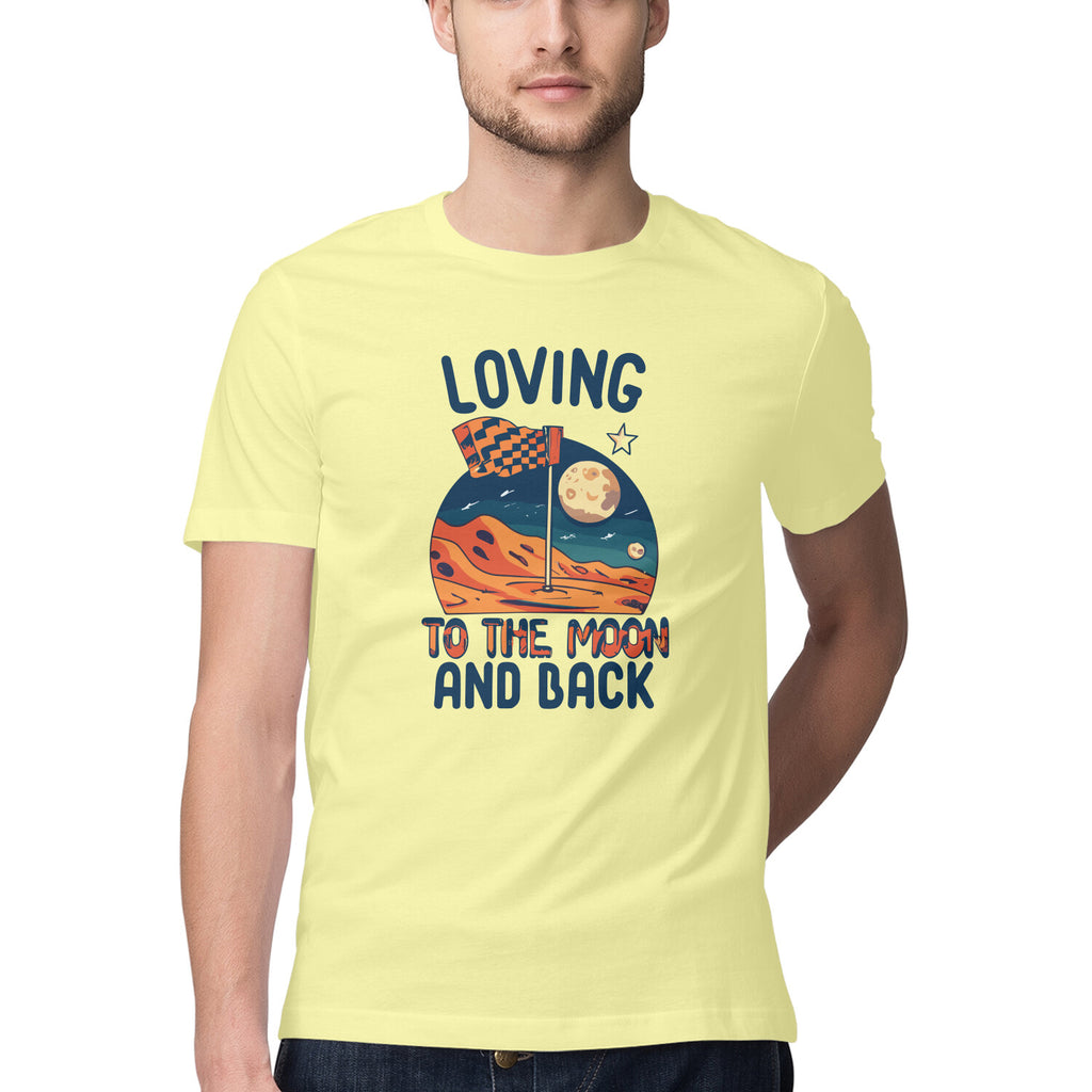 Men's Loving to the Moon and Back Design Printed T-Shirt