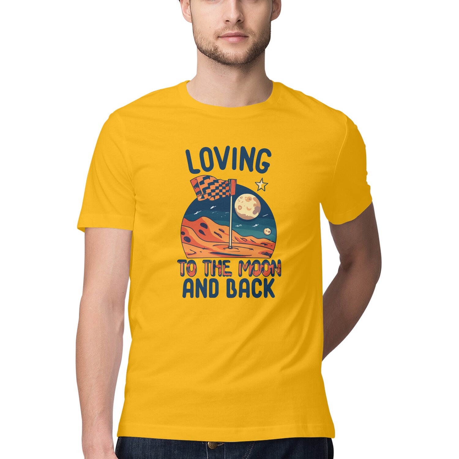 Men's Loving to the Moon and Back Design Printed T-Shirt