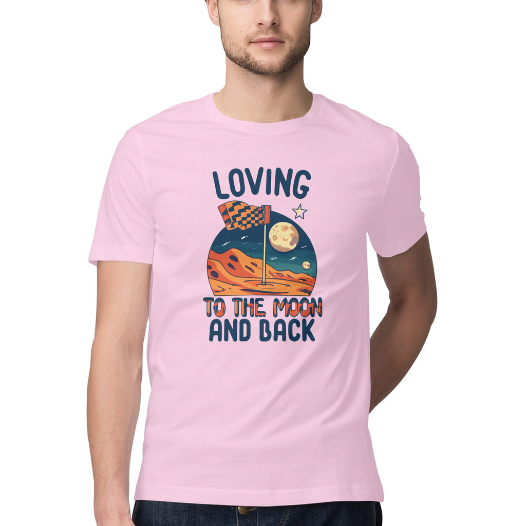 Men's Loving to the Moon and Back Design Printed T-Shirt