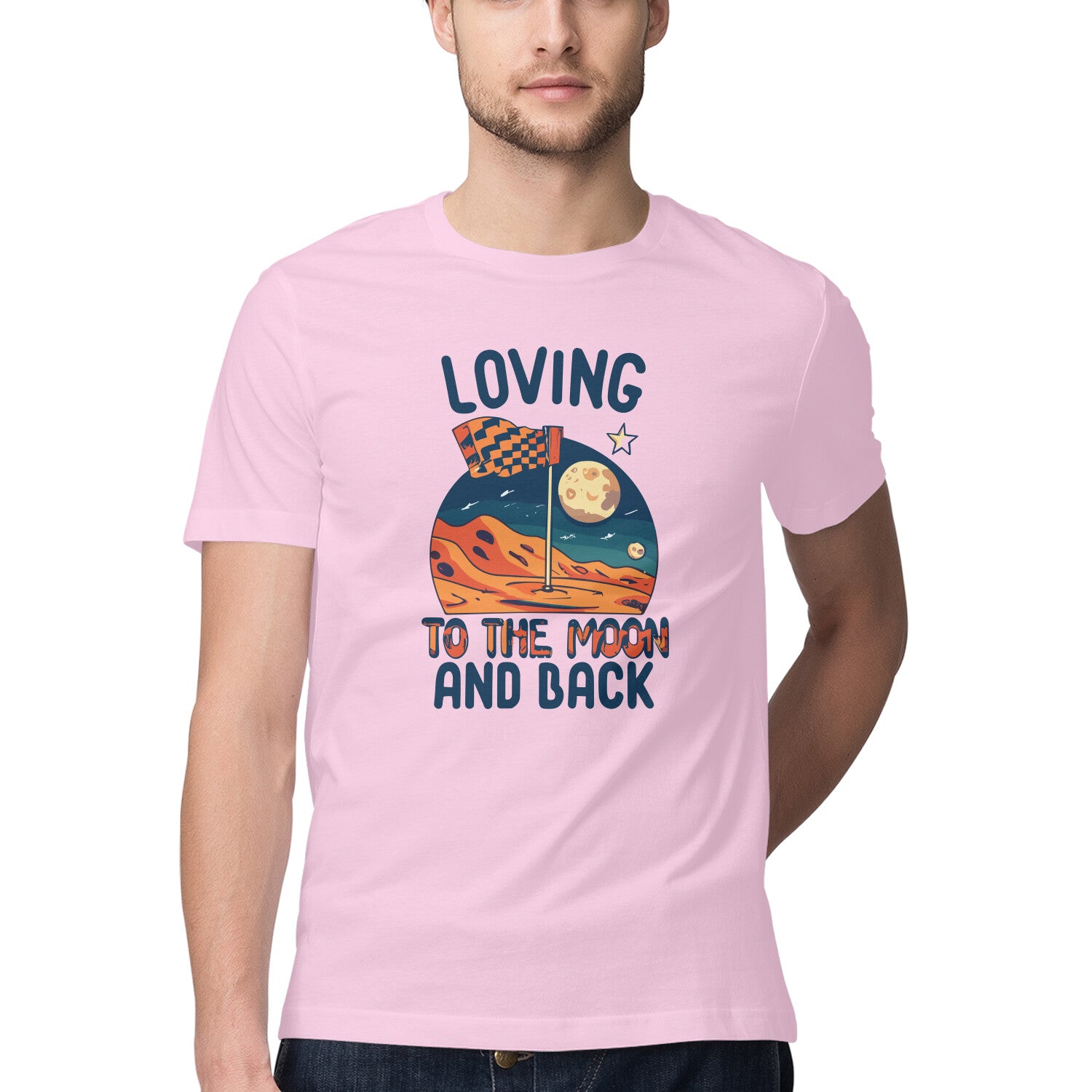 Men's Loving to the Moon and Back Design Printed T-Shirt