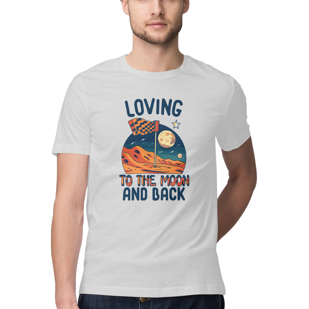Men's Loving to the Moon and Back Design Printed T-Shirt