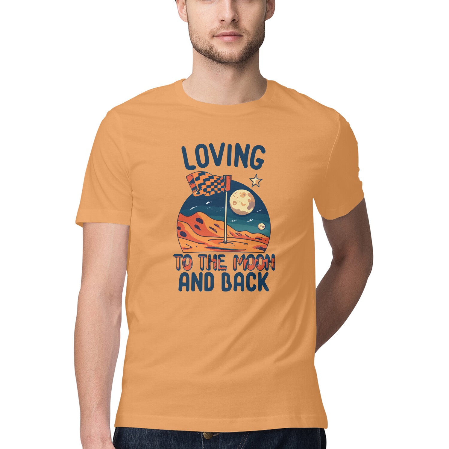 Men's Loving to the Moon and Back Design Printed T-Shirt