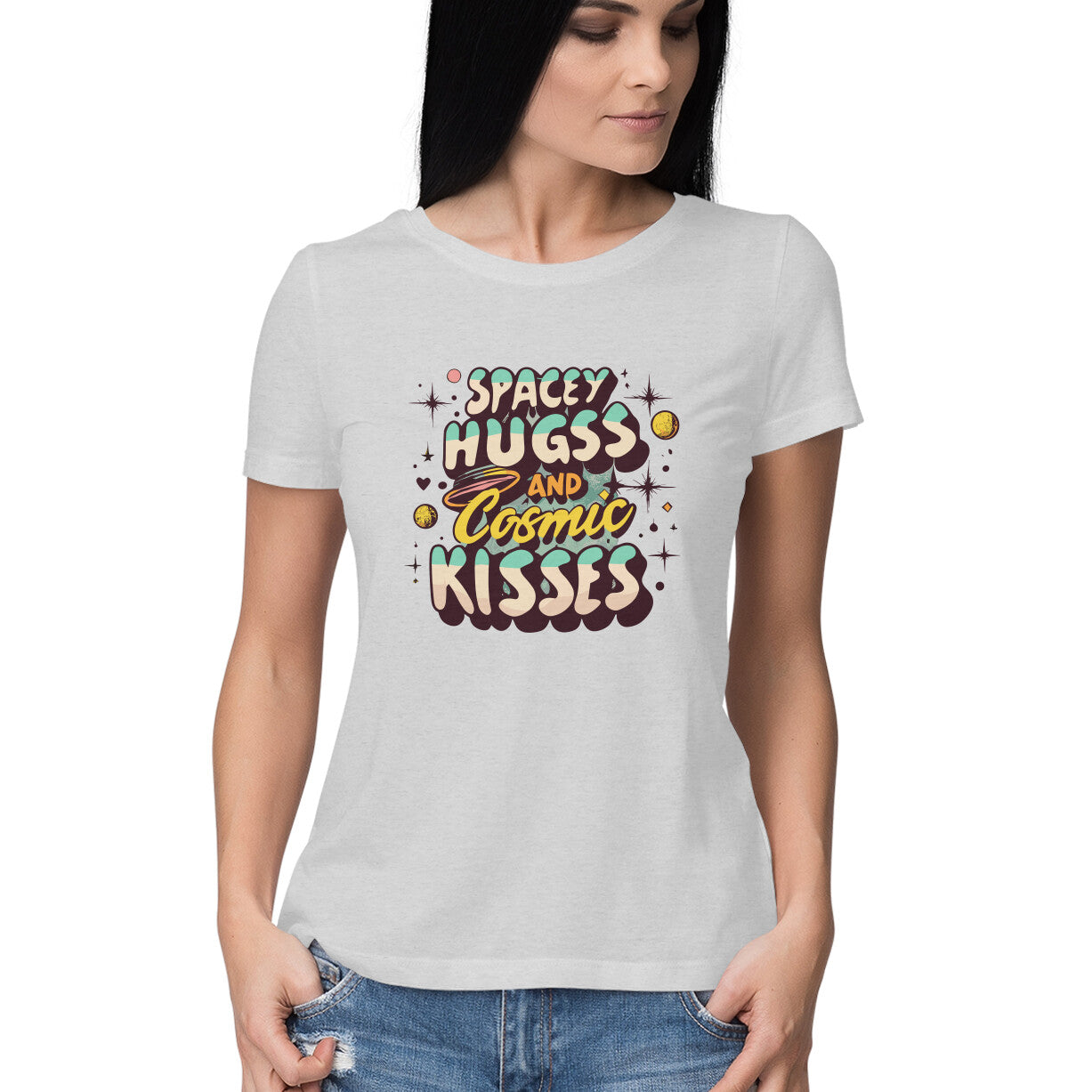 Women's Spacey Huges Graphics Printed T-Shirt