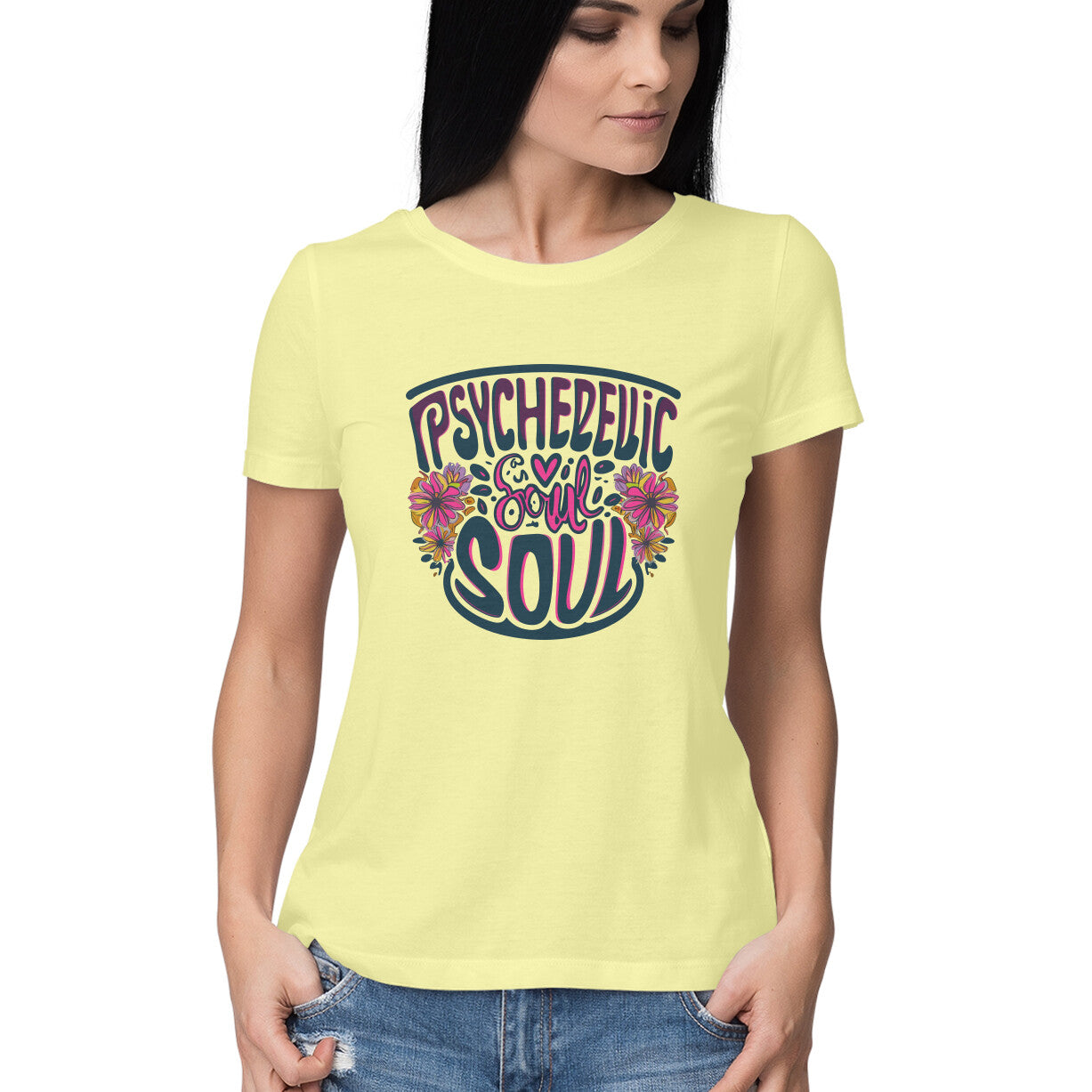 Women's Psychedelic Souls Graphics Printed T-Shirt
