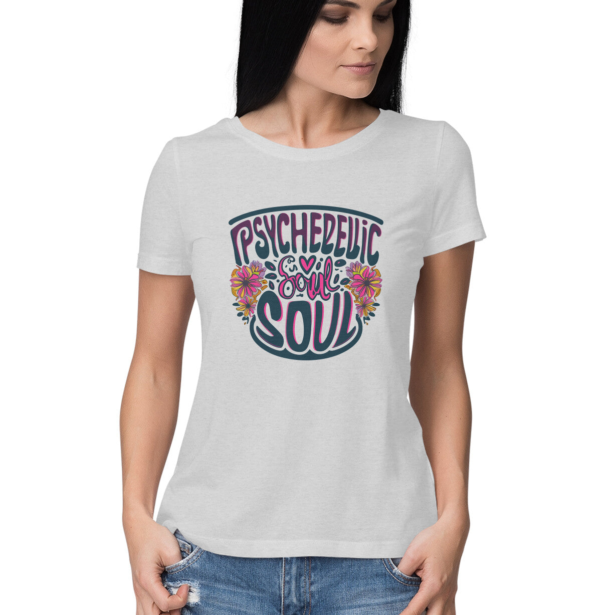 Women's Psychedelic Souls Graphics Printed T-Shirt