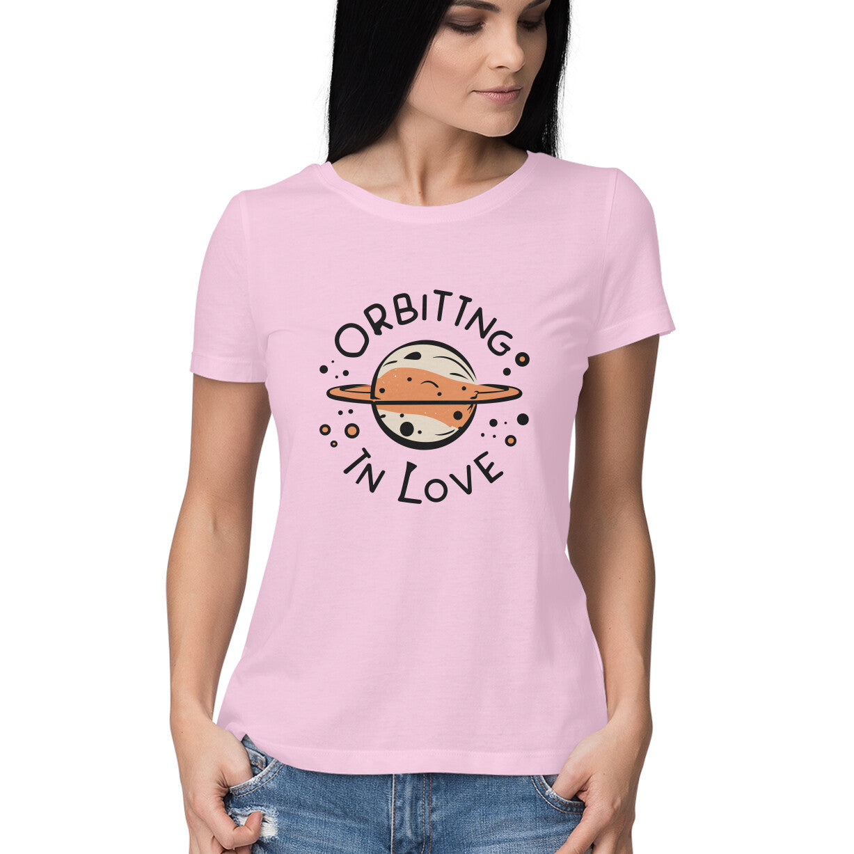 Women's Orbiting in Love Graphics Printed T-Shirt