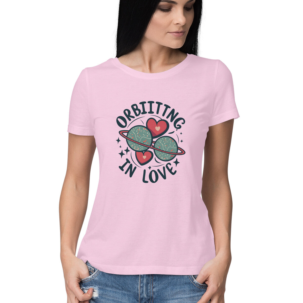 Women's Orbiting in Love New Graphics Printed T-Shirt