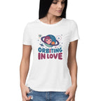 Women's Orbiting in Love Graphics Printed T-Shirt New