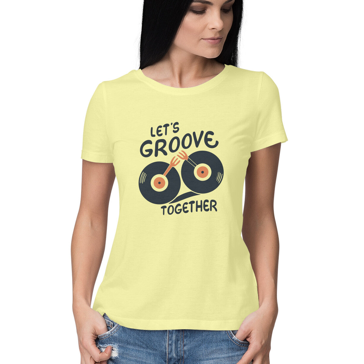 Women's Lets Groove Together Graphics Printed T-Shirt