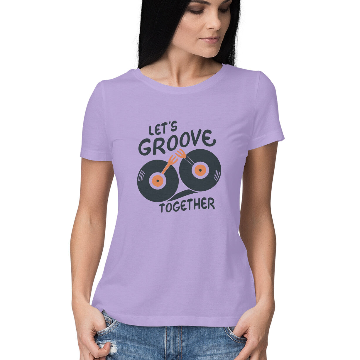 Women's Lets Groove Together Graphics Printed T-Shirt