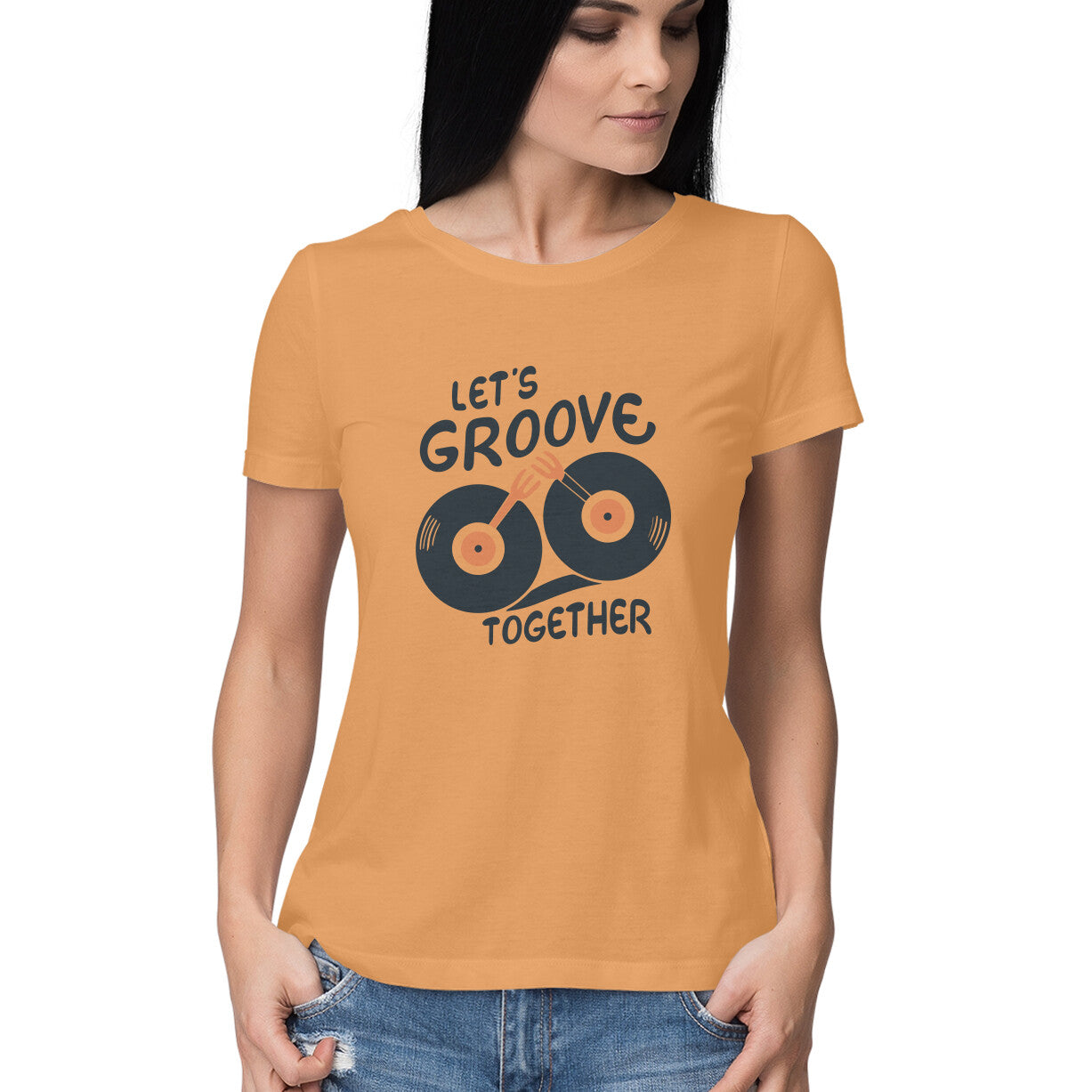Women's Lets Groove Together Graphics Printed T-Shirt