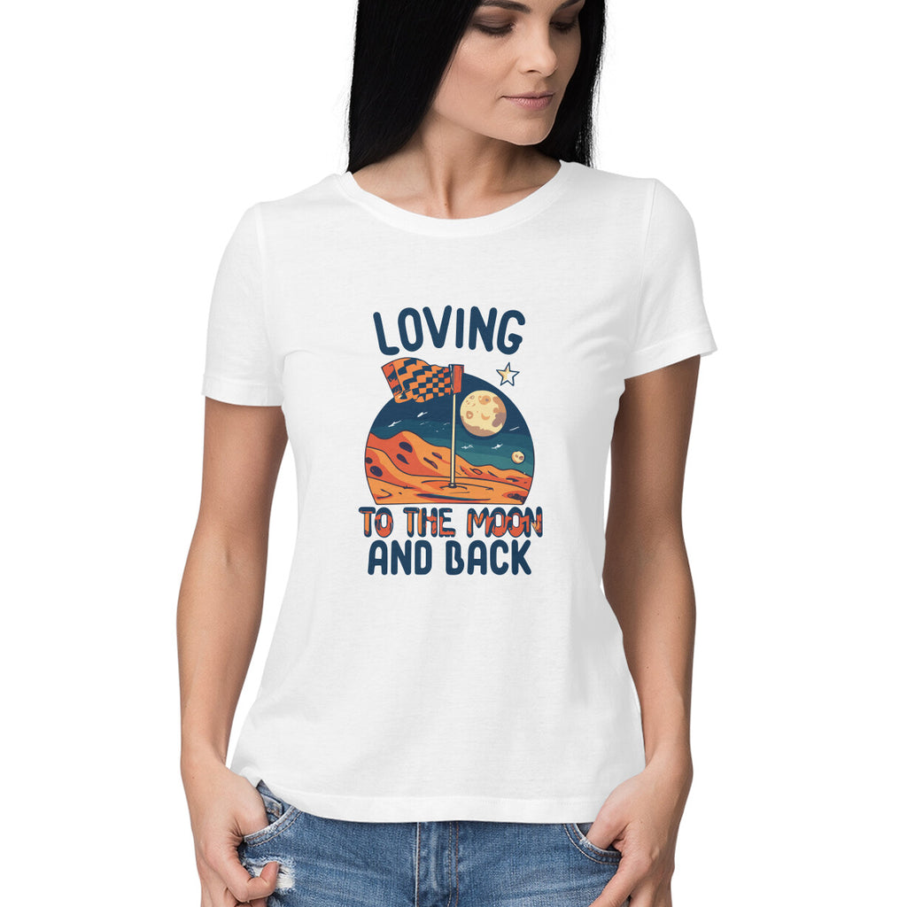Women's Loving to the Moon Graphics Printed T-Shirt