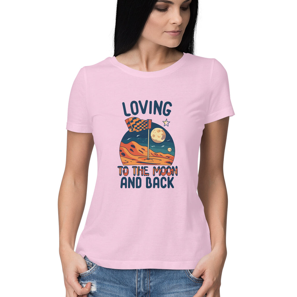 Women's Loving to the Moon Graphics Printed T-Shirt