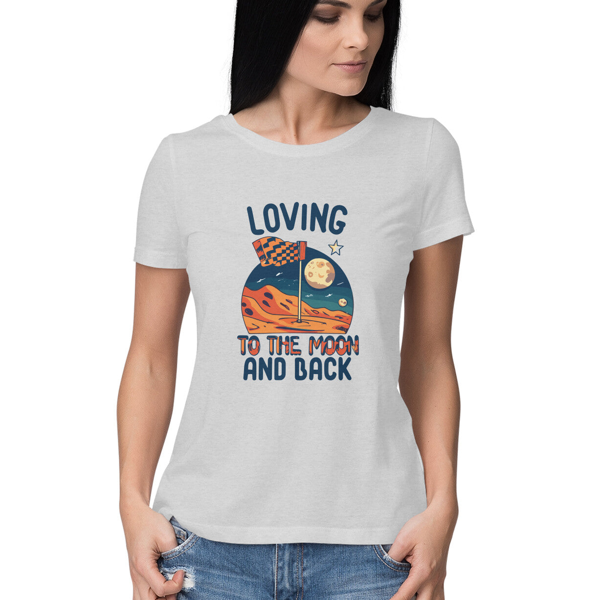 Women's Loving to the Moon Graphics Printed T-Shirt