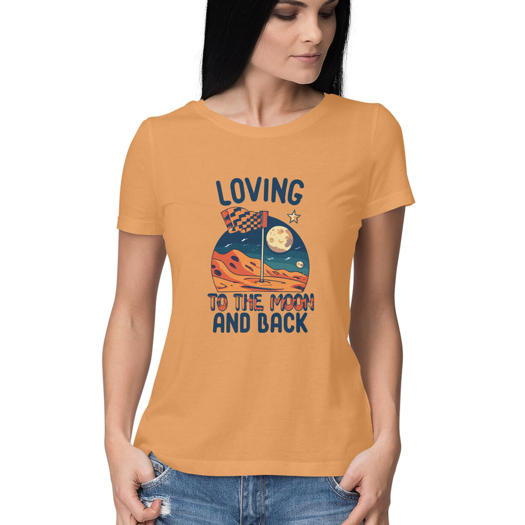 Women's Loving to the Moon Graphics Printed T-Shirt