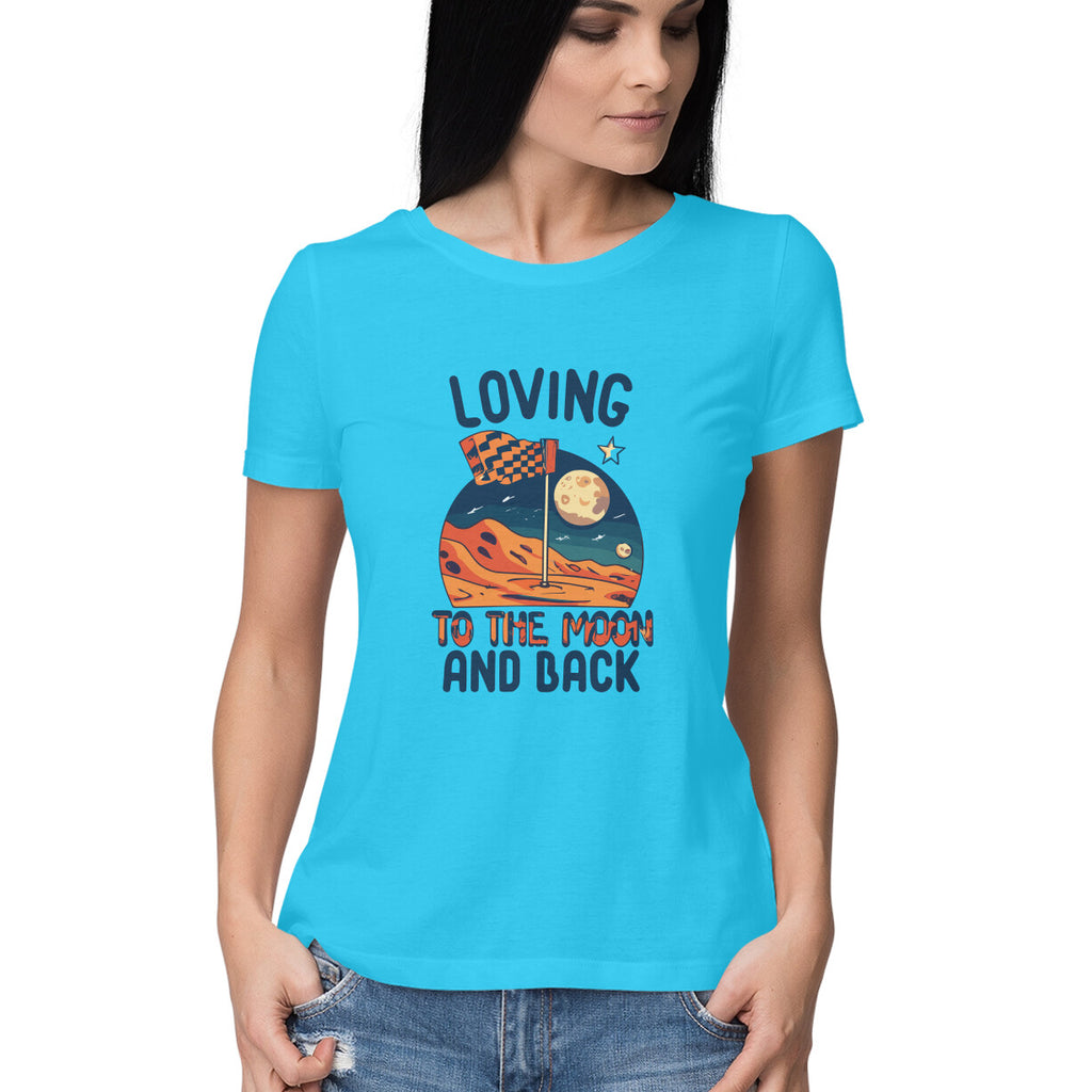 Women's Loving to the Moon Graphics Printed T-Shirt
