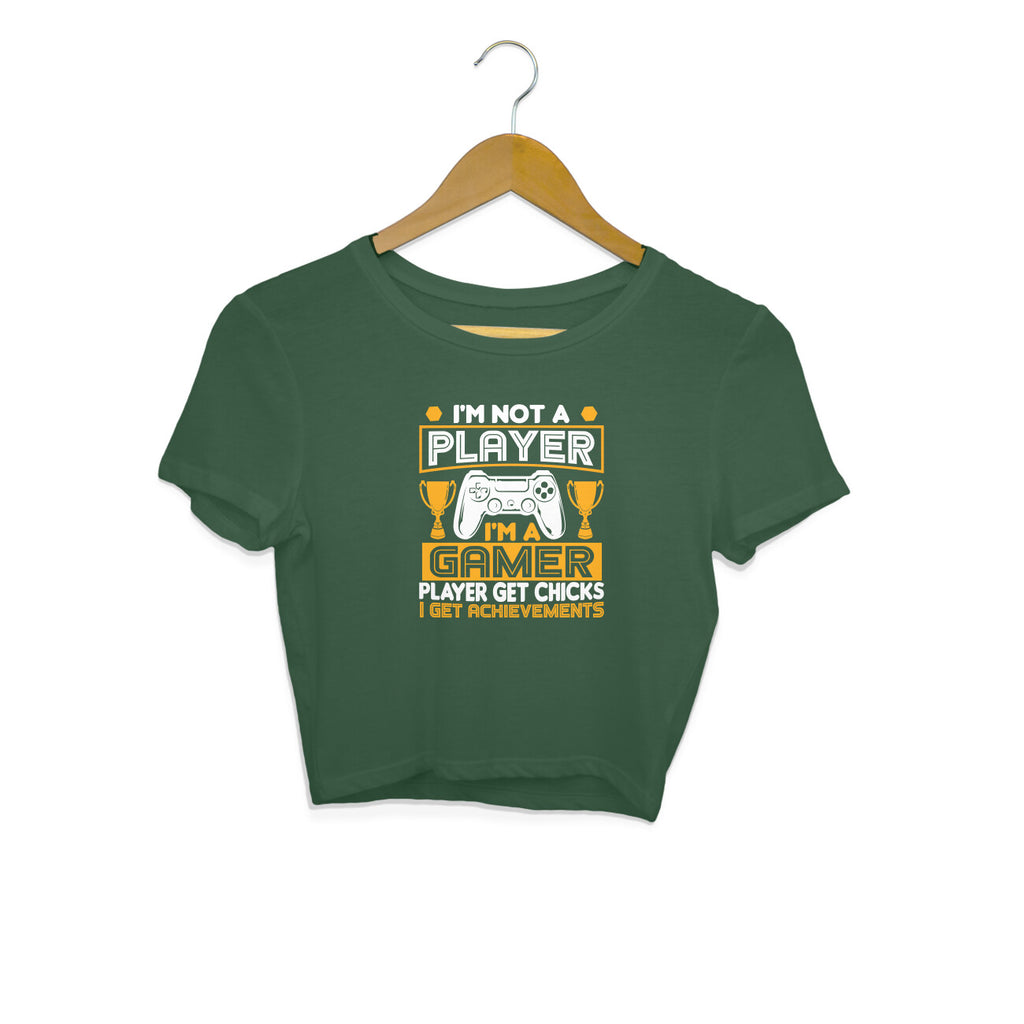 Women's I'm Not A Player I'm A Gamer Graphics Printed Crop Tops