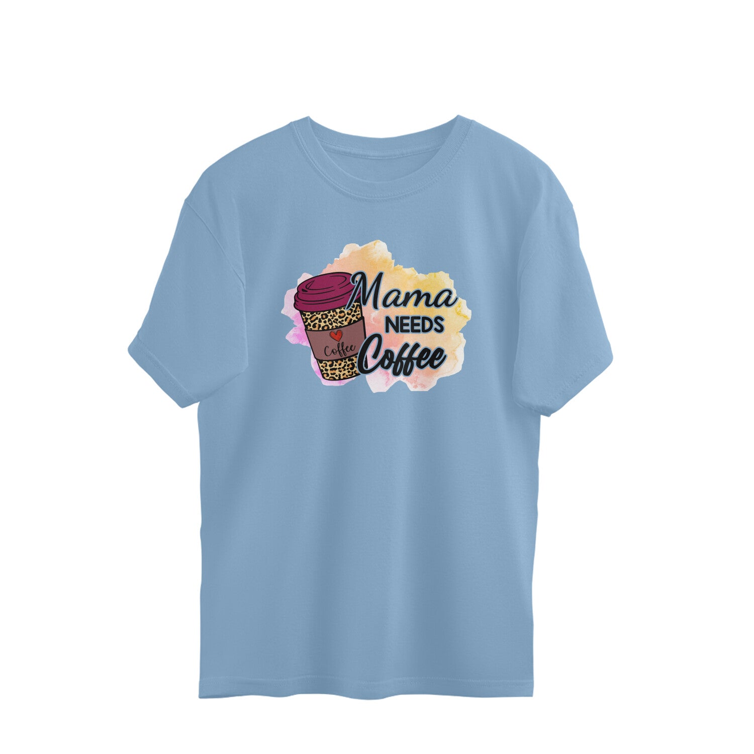 Women's Mama Need Coffee Graphics Printed Oversized T-Shirt