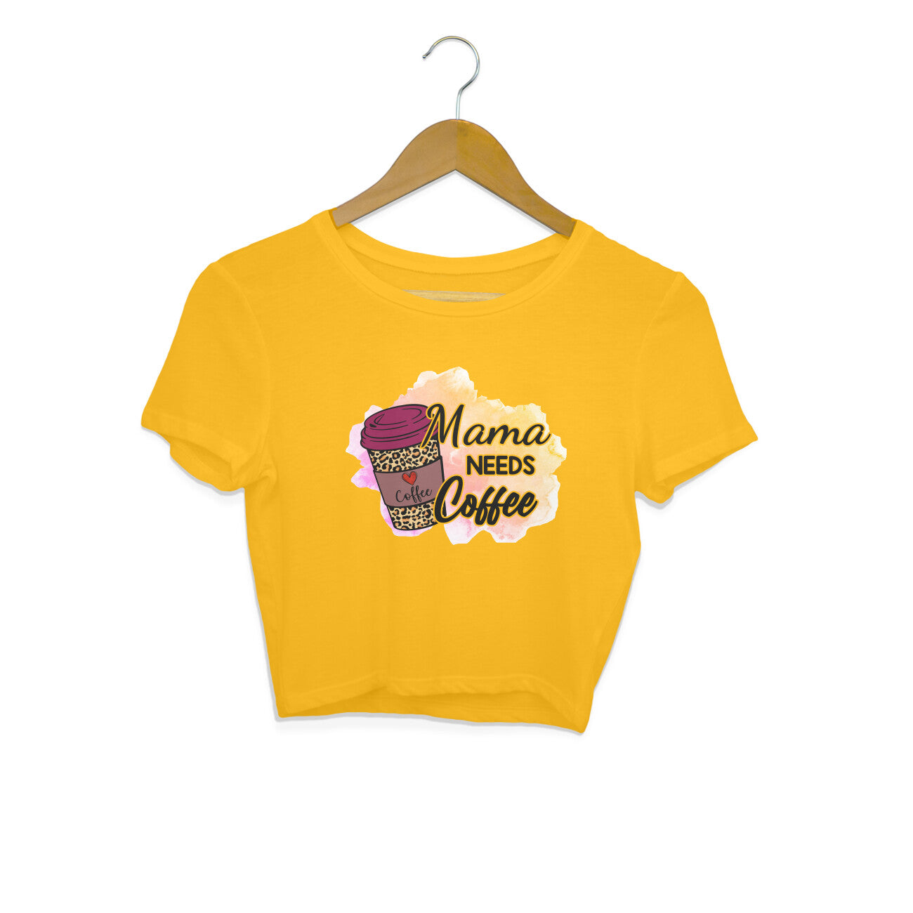 Women's Mama Need Coffee Graphics Printed Crop Tops