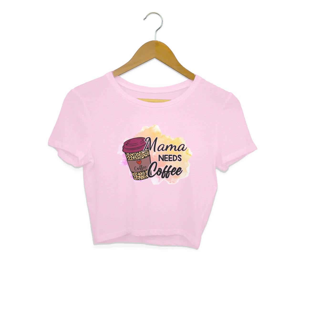 Women's Mama Need Coffee Graphics Printed Crop Tops