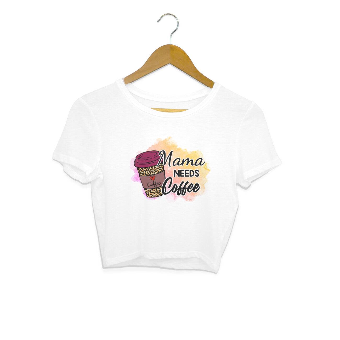 Women's Mama Need Coffee Graphics Printed Crop Tops