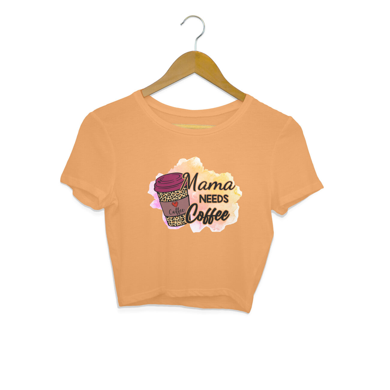 Women's Mama Need Coffee Graphics Printed Crop Tops