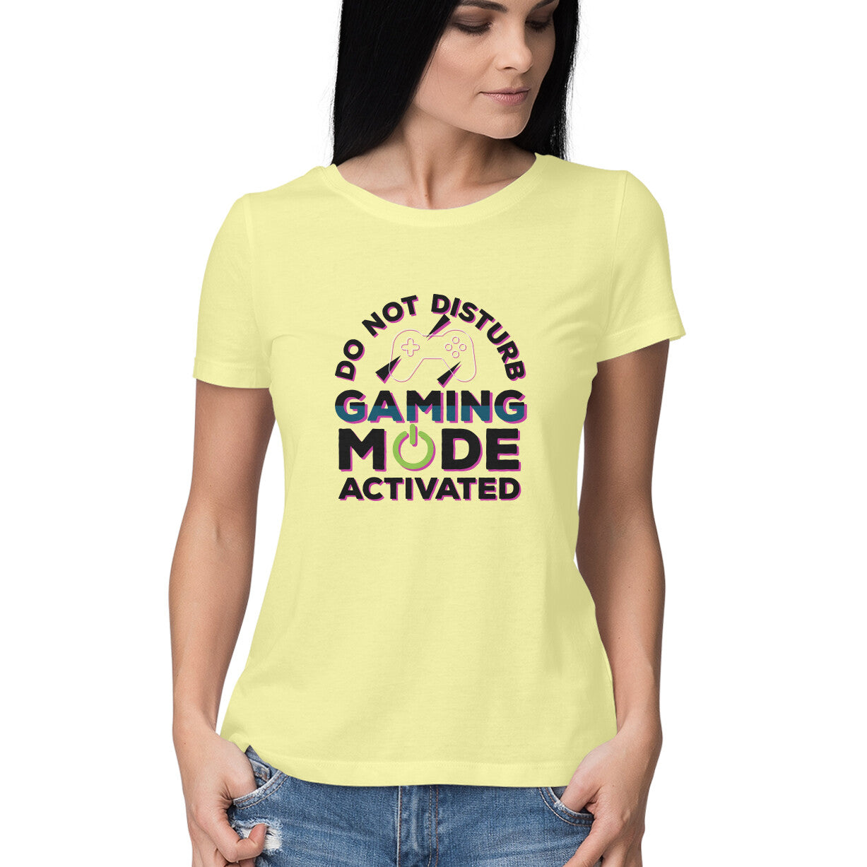 Women's Do Not Disturb Gaming Mode Activated Graphics Printed T-Shirt Secondary image