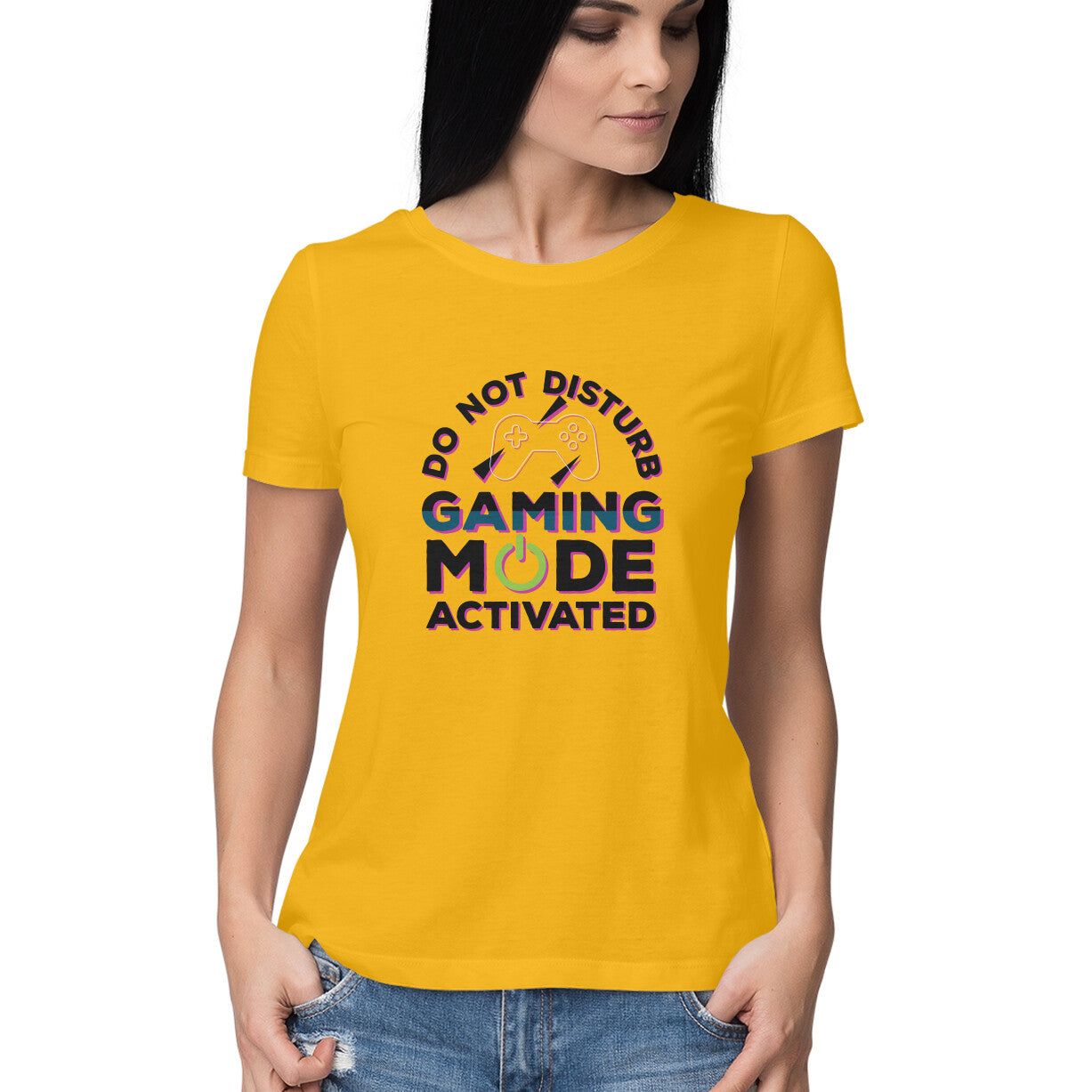 Women's Do Not Disturb Gaming Mode Activated Graphics Printed T-Shirt
