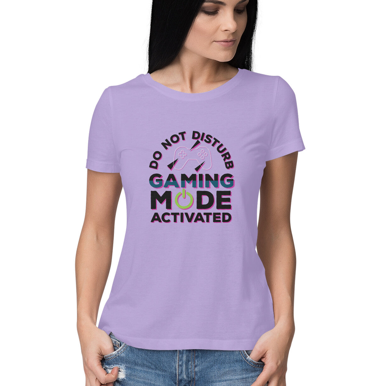 Women's Do Not Disturb Gaming Mode Activated Graphics Printed T-Shirt
